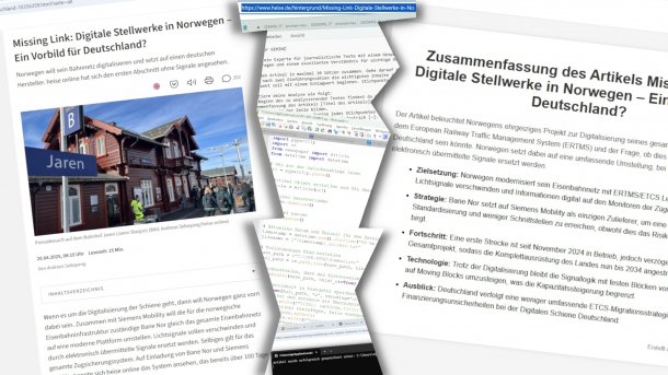 Python-Projekt für Zusammenfassungen: Ein Skript fasst per KI einen News-Artikel zusammen und zeigt ihn im Browsertab an.